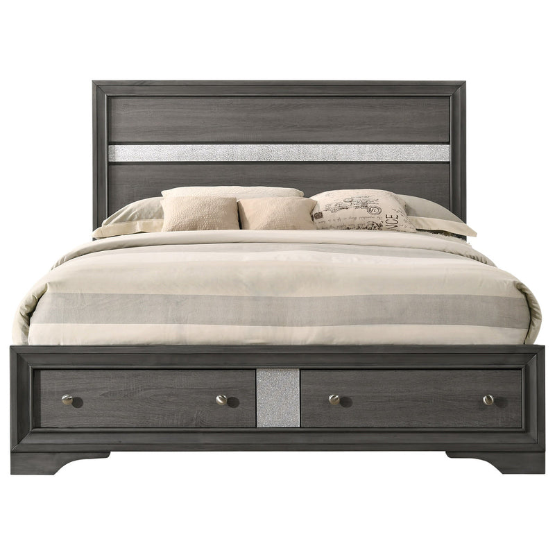 Crown Mark Regata King Storage Bed in Grey
