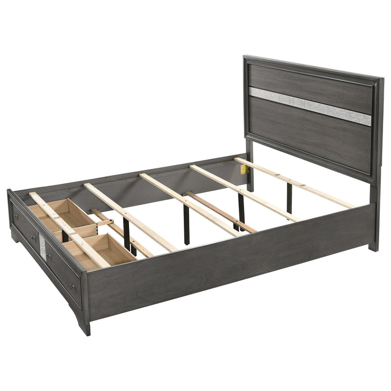 Crown Mark Regata King Storage Bed in Grey