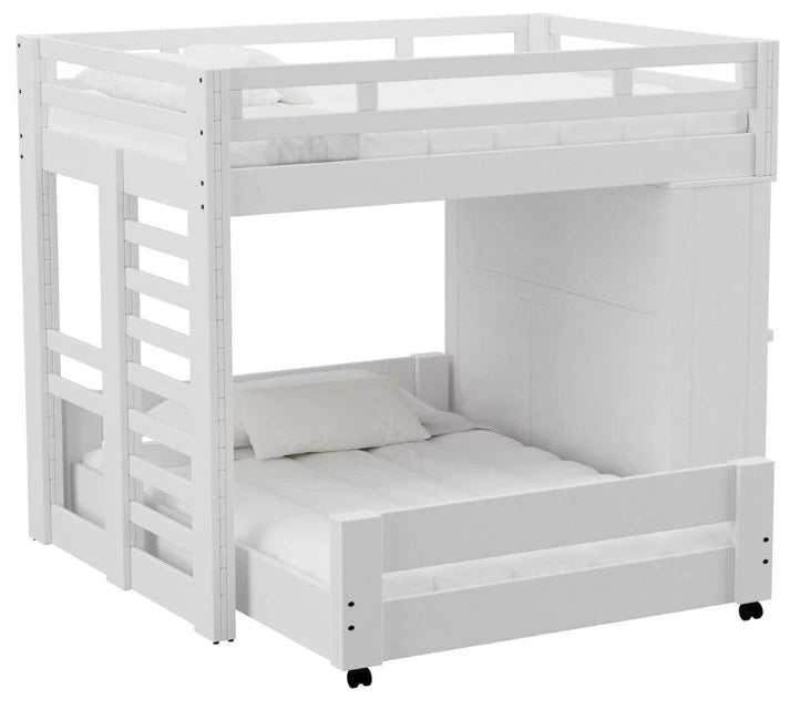 Elements International Cali Kids Twin Over Full Basic Loft Bed with Desk in White