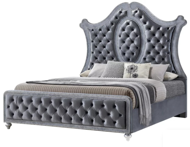 Crown Mark Furniture Voltare Queen Bed in Dark Grey