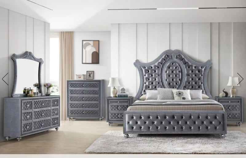 Crown Mark Furniture Voltare Queen Bed in Dark Grey
