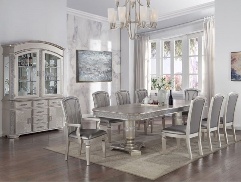 Crown Mark Klina Glam Dining Side Chair in Light Gray (Set of 2)