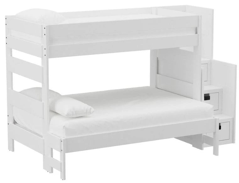 Elements International Cali Kids Twin over Full Bunk Bed with Staircase in White