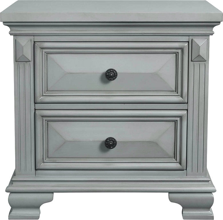 Elements International Calloway Grey Nightstand in Grey