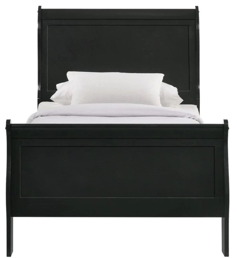 Elements International Louis Philippe Twin Panel Bed in Black