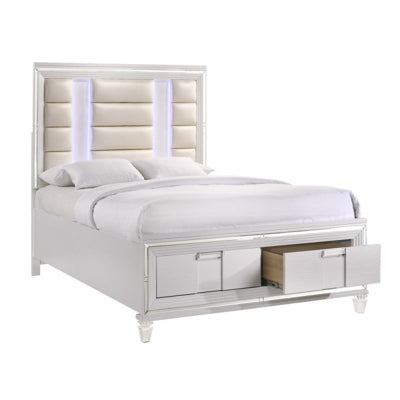 Elements International Twenty Nine Queen Platform Storage Bed in White