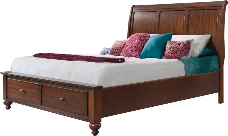 Elements International Chatham Queen Storage Bed in Cherry
