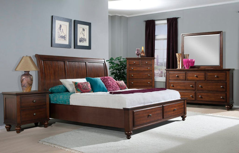Elements International Chatham Queen Storage Bed in Cherry