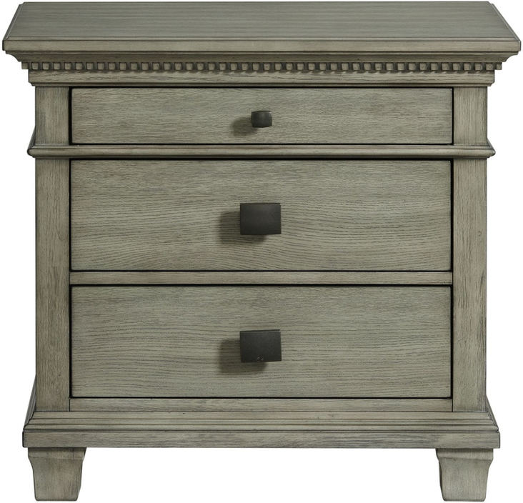 Elements International Crawford 3 Drawer Nightstand in Gray