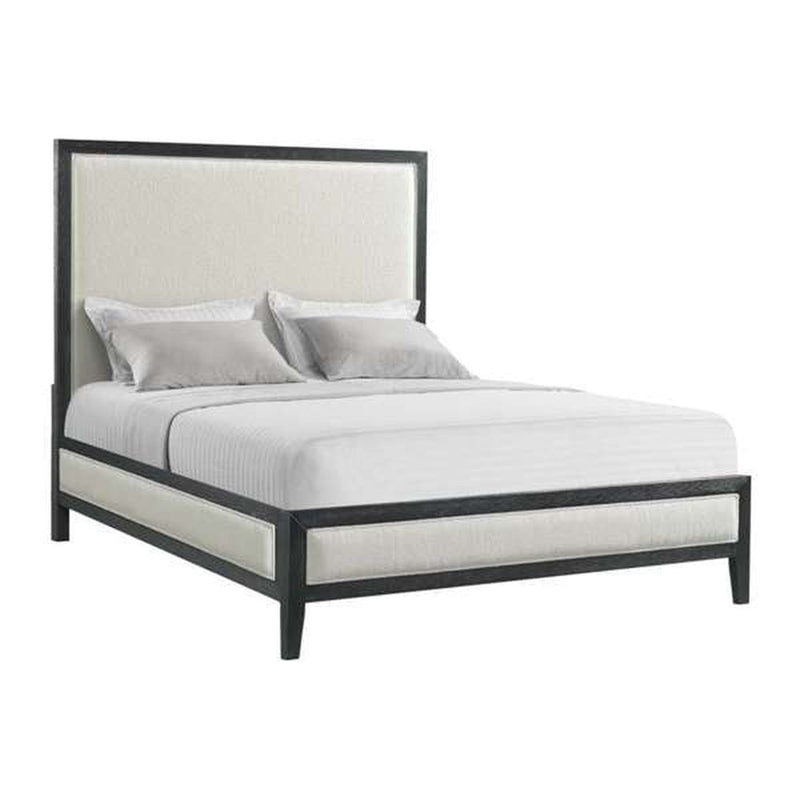 Elements International Versailles King Upholstered Panel Bed in Black