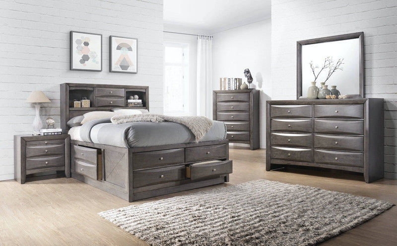 Elements International Emily Grey 3 Drawer Nightstand in Gray