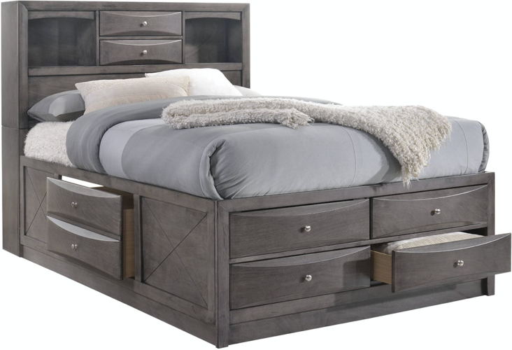 Elements International Emily Grey Twin Storage Bed in Gray EG170TB