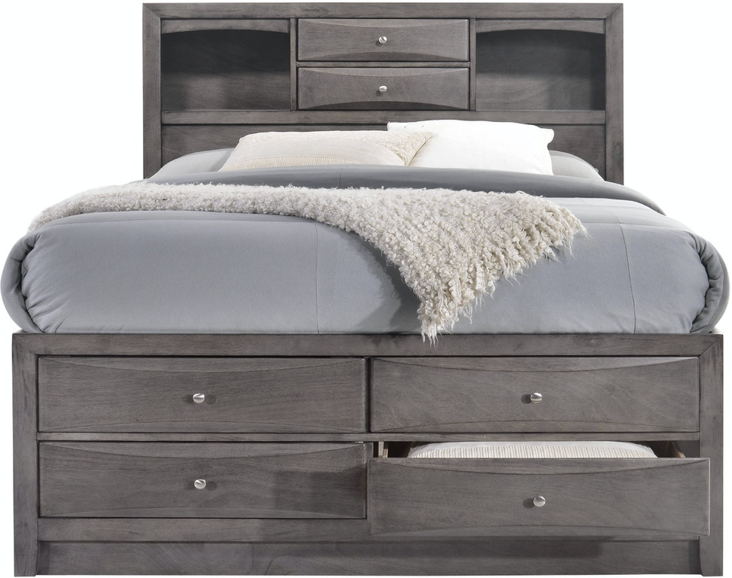 Elements International Emily Grey King Storage Bed in Gray EG170KB