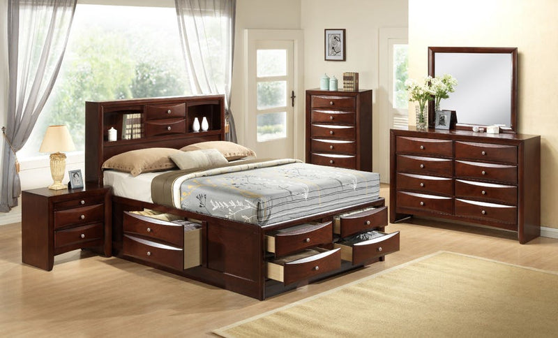 Elements International Emily King Storage Bed in Espresso Lacquer