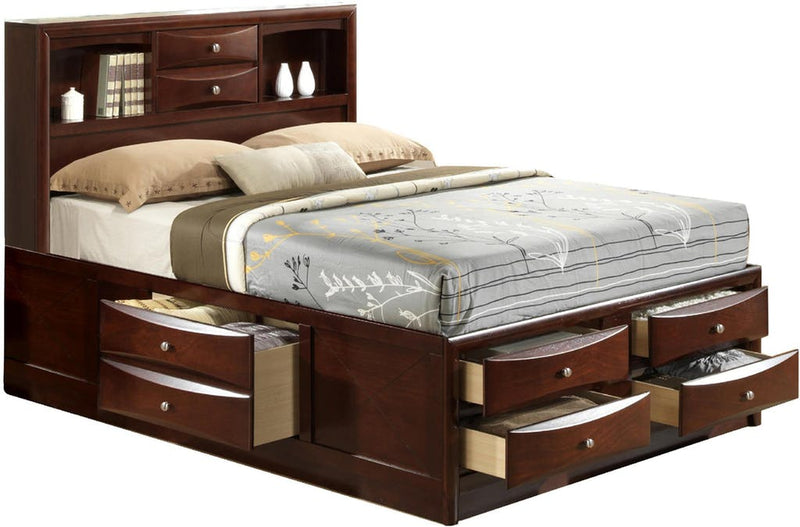 Elements International Emily King Storage Bed in Espresso Lacquer