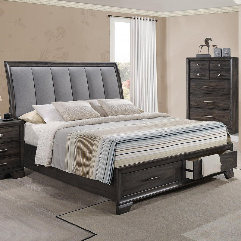 Crown Mark Jaymes King Storage Bed in Dark Brown