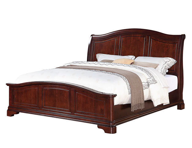 Elements International Cameron King Sleigh Bed (Low Footboard) in Dark Cherry