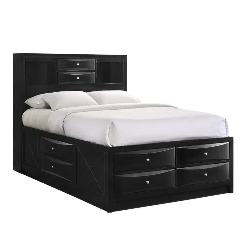 Elements International Emily King Storage Bed in Black