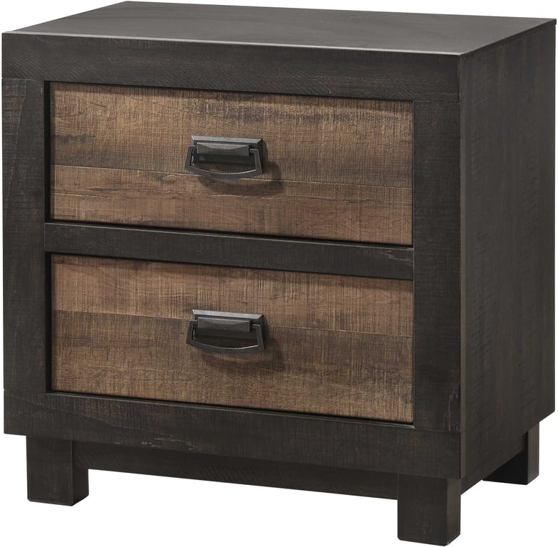 Elements International Harlington 2 Drawers Nightstand in Rustic Gray