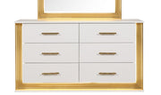 Galaxy Home Obsession White Gold 6 Drawers Dresser