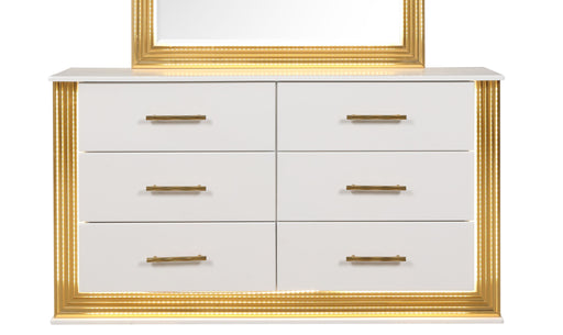 Galaxy Home Obsession White Gold 6 Drawers Dresser