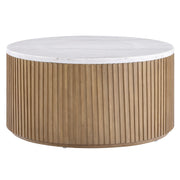 Steve Silver Colvin Brown White Marble Coffee Table with Casters