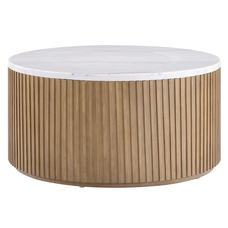 Steve Silver Colvin Brown White Marble Coffee Table with Casters