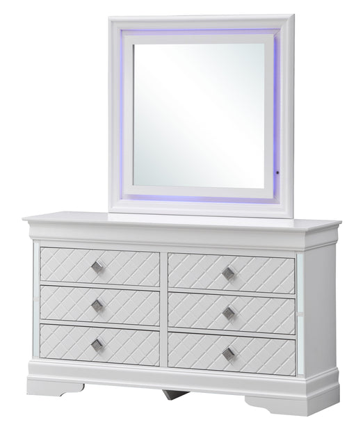 Glory Furniture Verona Sleek Silver Champagne Dresser And Mirror