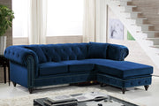 Meridian Furniture Sabrina Navy Velvet 2pc Reversible Sectional