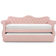 Galaxy Home Abby Pink Velvet Trundle Daybed