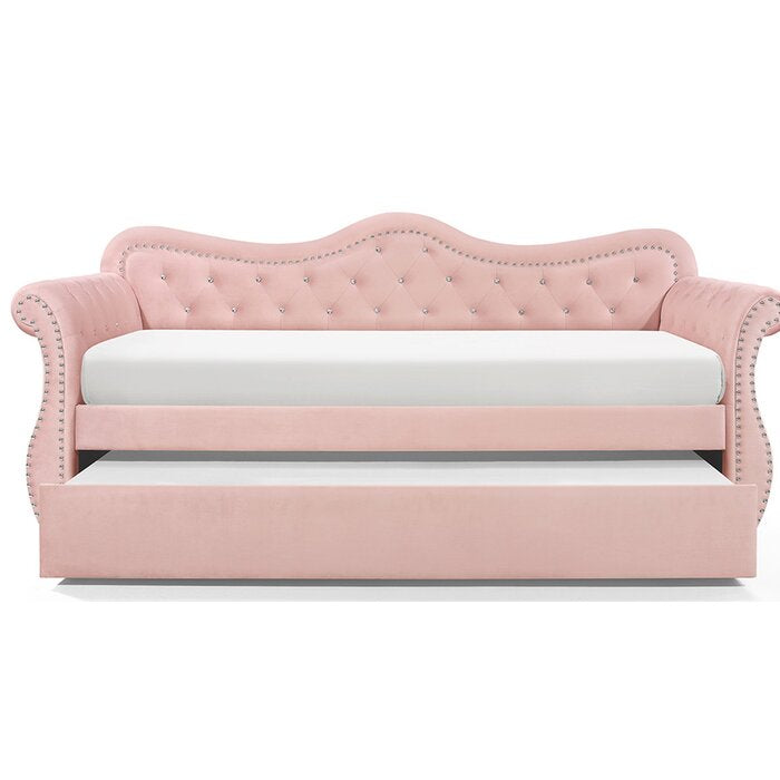 Galaxy Home Abby Pink Velvet Trundle Daybed