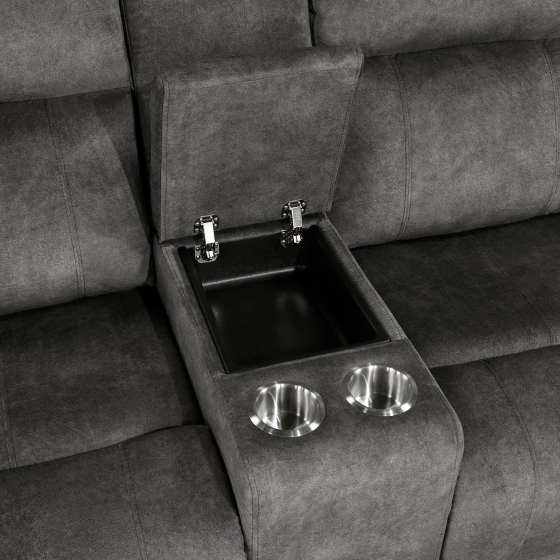 Home Elegance Muncie Brown Double Reclining Love Seat with Console