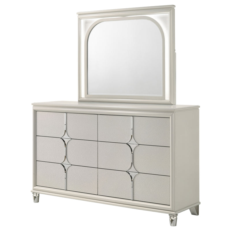Coaster Furniture Olivia White Dresser and LED Mirror