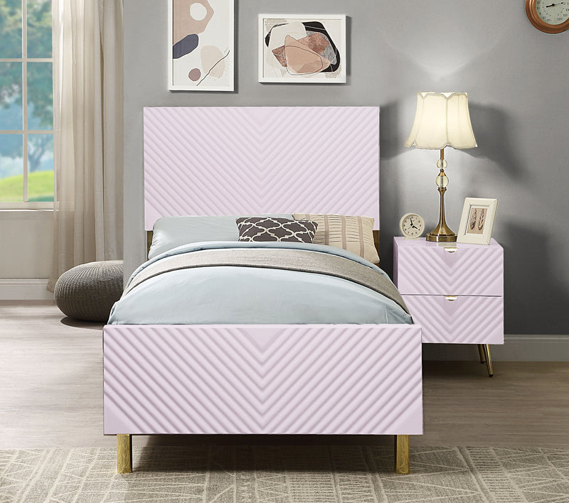Acme Furniture Gaines Pink High Gloss 2pc Full Bedroom Set