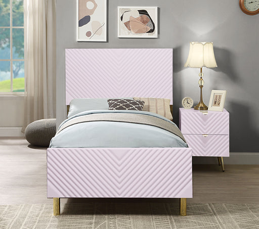Acme Furniture Gaines Pink High Gloss 2pc Full Bedroom Set