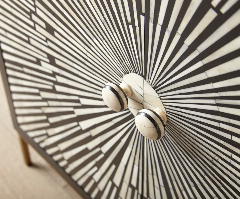 Steve Silver Amika Black White 2 Door Sunburst Boneinlay Sideboard