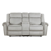 Home Elegance Brennen Gray Double Reclining Love Seat with Console