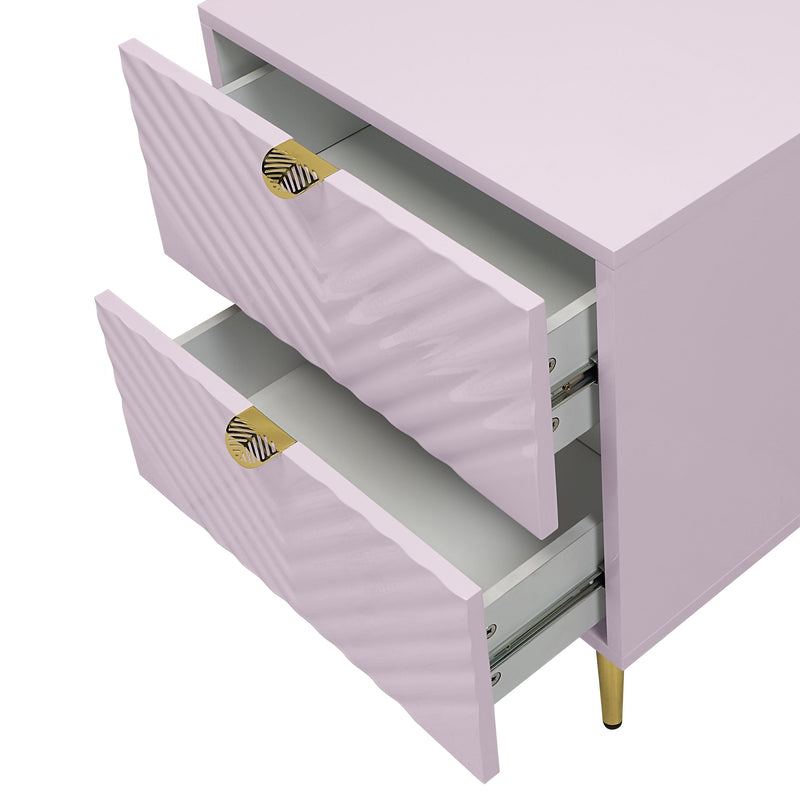 Acme Furniture Gaines Pink High Gloss 2pc Full Bedroom Set