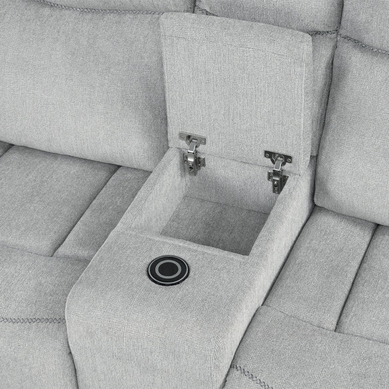 Acme Furniture Galya Light Gray Motion Loveseat with Console