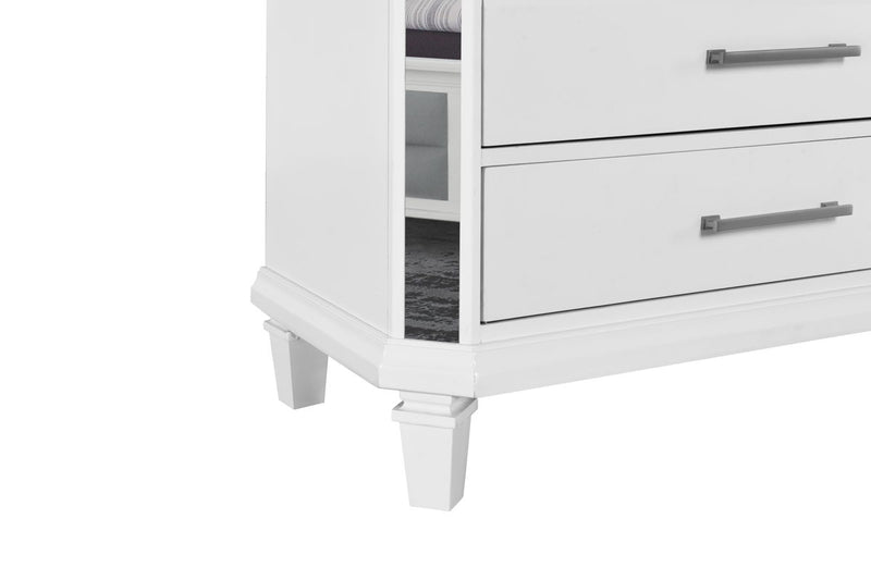 Global Furniture Marco Metallic White Dresser with LED 3D Mirror