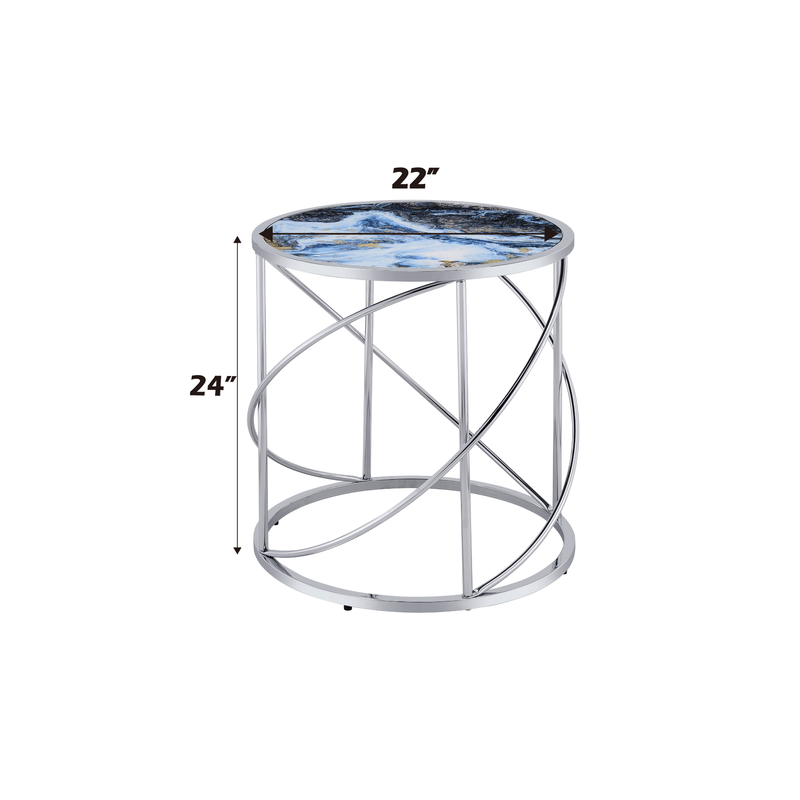 Acme Furniture Lyda Blue Chrome End Table