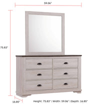 Crown Mark Coralee Chalk Grey Dresser and Mirror