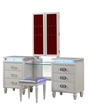 Galaxy Home Passion Milky White 5pc Queen Bedroom Set with Vanity Set