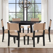 Steve Silver Aubrey Camel Black 7pc Round Dining Set