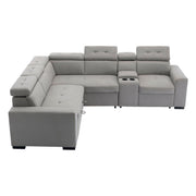 Home Elegance Farrah Gray 3pc Sectional with Pull Out Bed and Console