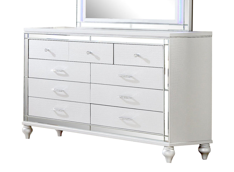 Galaxy Home Sterling White Dresser and Mirror