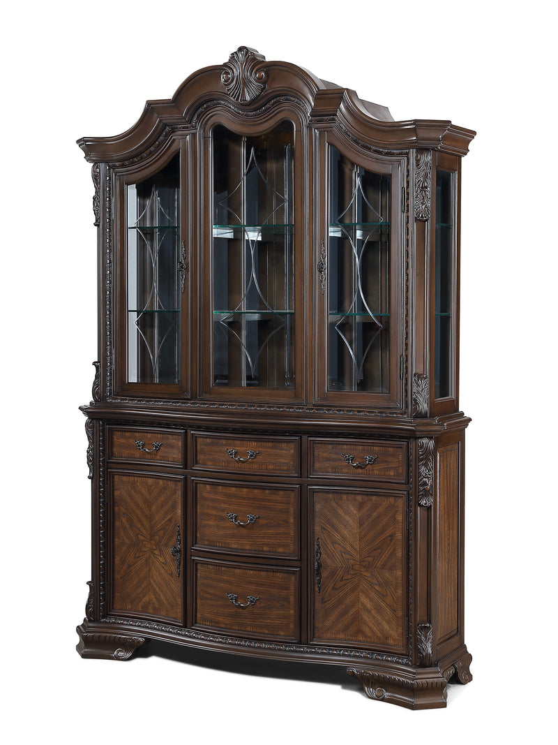 Crown Mark Kiera Coffee Brown Buffet and Hutch