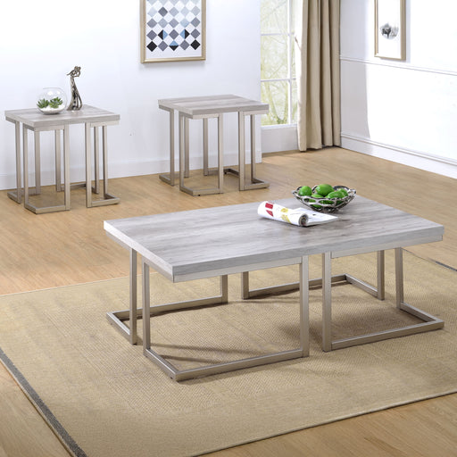 Steve Silver David White Grey 3pc Coffee Table Set