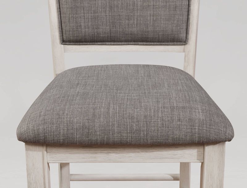 2 Crown Mark Fulton White Grey Counter Height Chairs