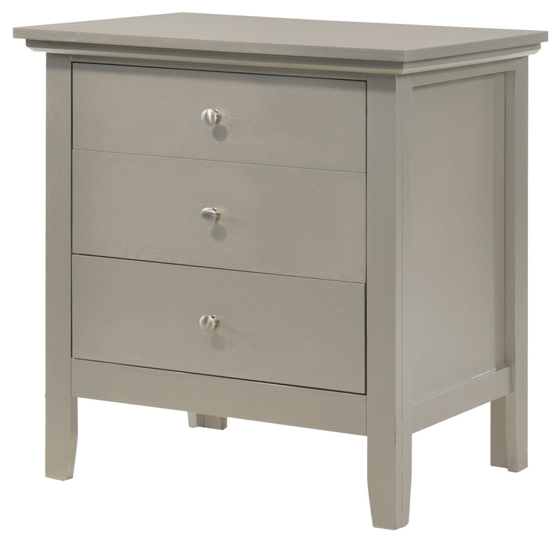 Glory Furniture Hammond Silver Champagne 3 Drawers Nightstand